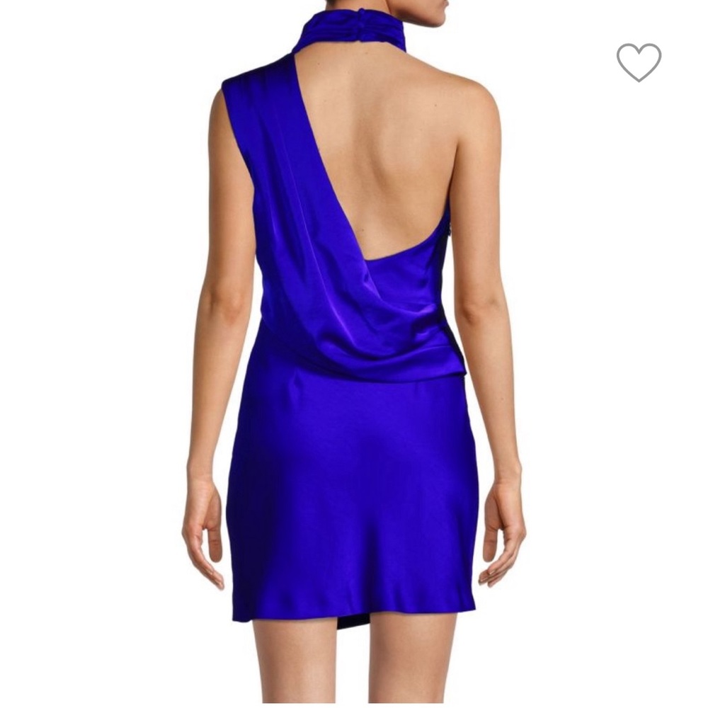Mishka Blue Backless Halter Cocktail Dress